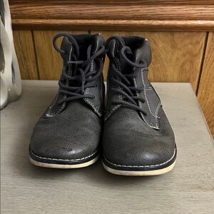 Black Leather Lace-Up Boots